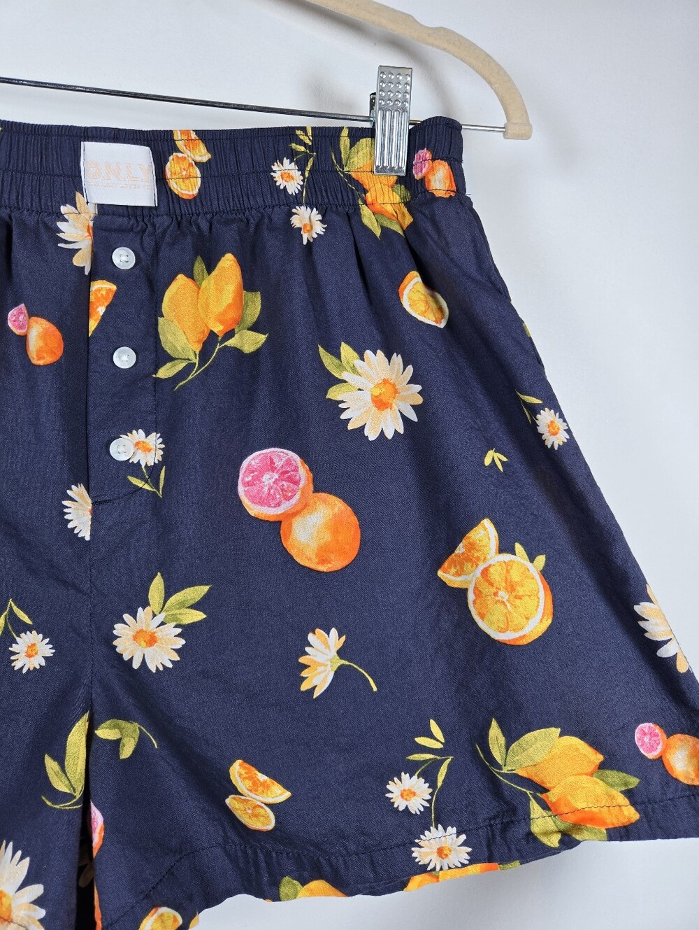 Old Navy Classic Woven Citrus Floral Navy 2pc Pajama Set Bralette Shorts S-M - Picture 13 of 16